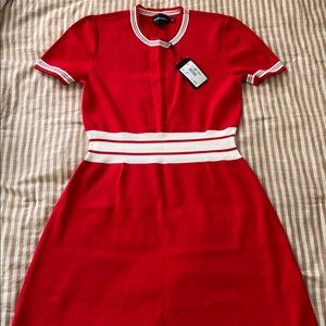 Emporio Armani Red and White Crew Neck Top Vintage Style